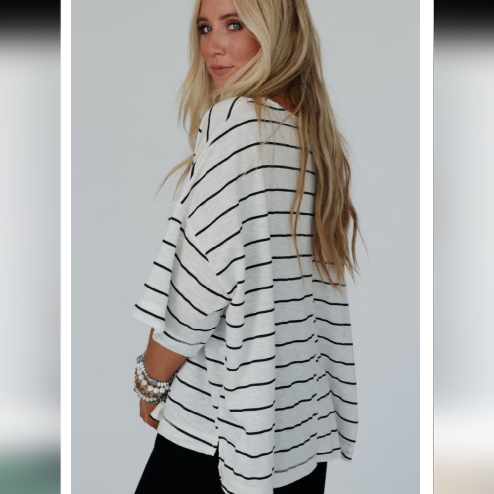 NWT Three Bird Nest Dreamy Daze Striped Sage Green Women's Top - Picture 4 of 16